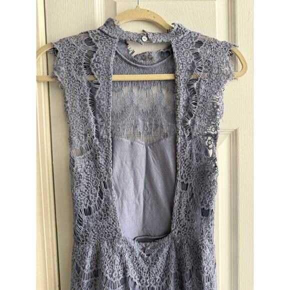 Intimately Free People Daydream Lace Periwinkle Minidress Open Back size Large - Picture 6 of 12